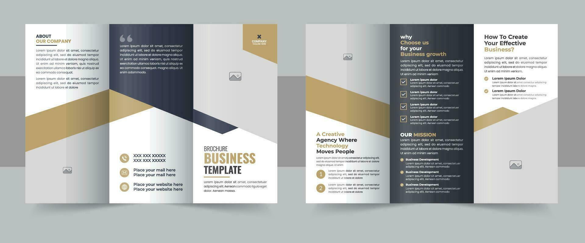 Tri-fold brochure template Minimalistic geometric design for corporate and business. Creative concept brochure vector template