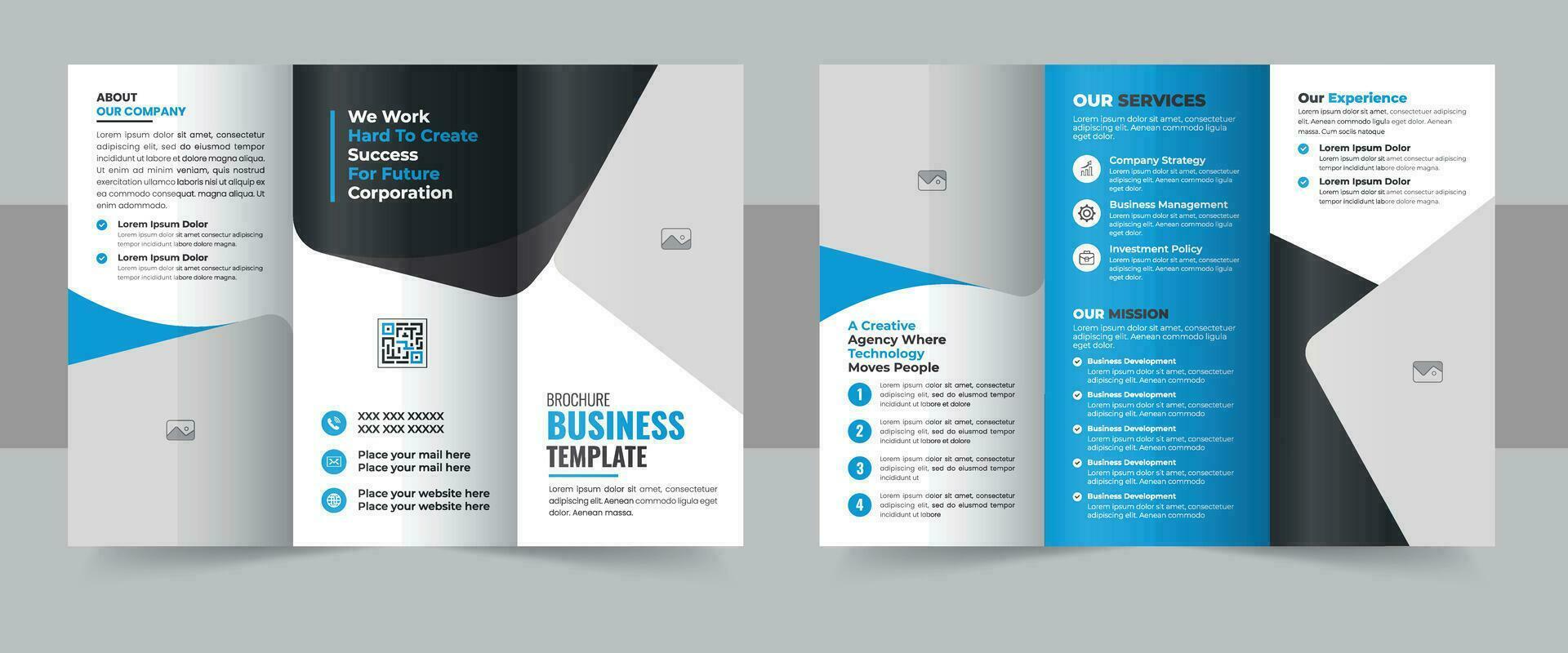 Modern trifold business brochure template, Corporate business trifold brochure template, Creative and Professional tri fold brochure vector design