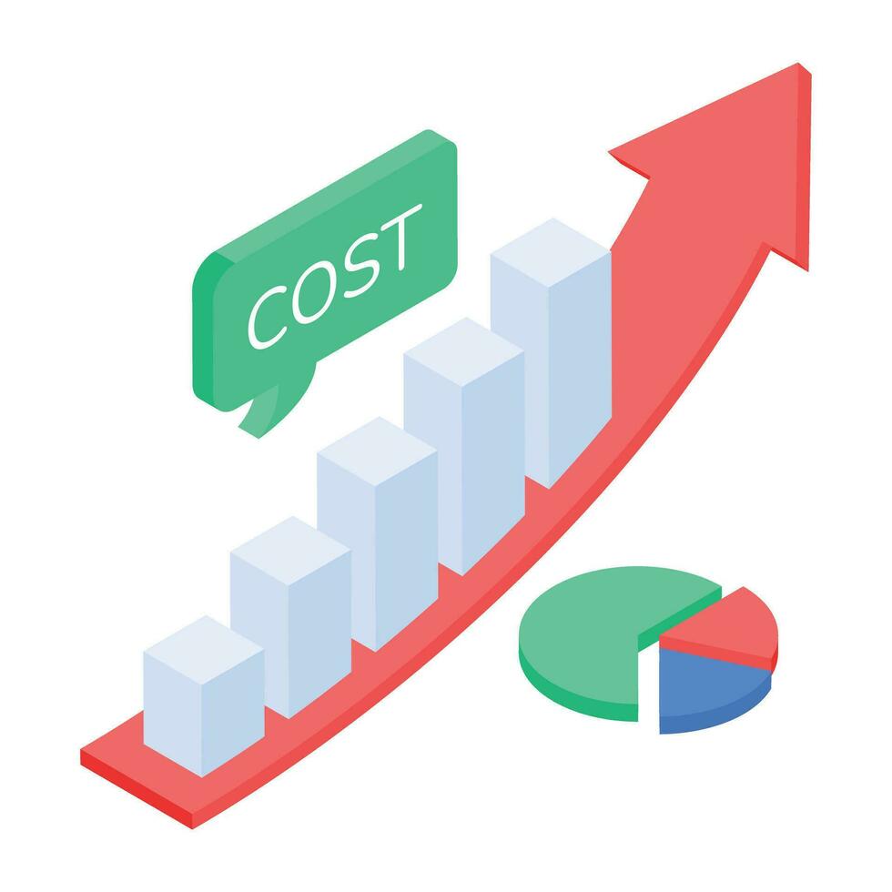 An isometric icon of growth analysis vector
