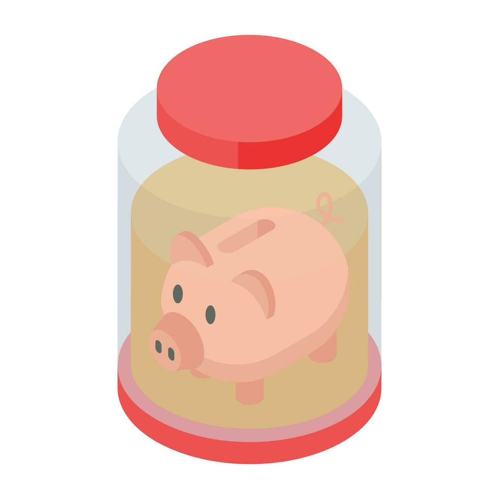 práctico isométrica icono de cerdito banco vector