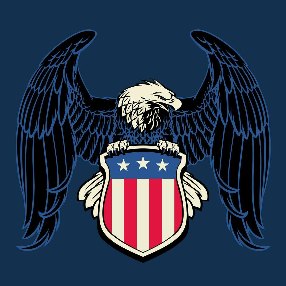 American Eagle Perched on the Badge vector