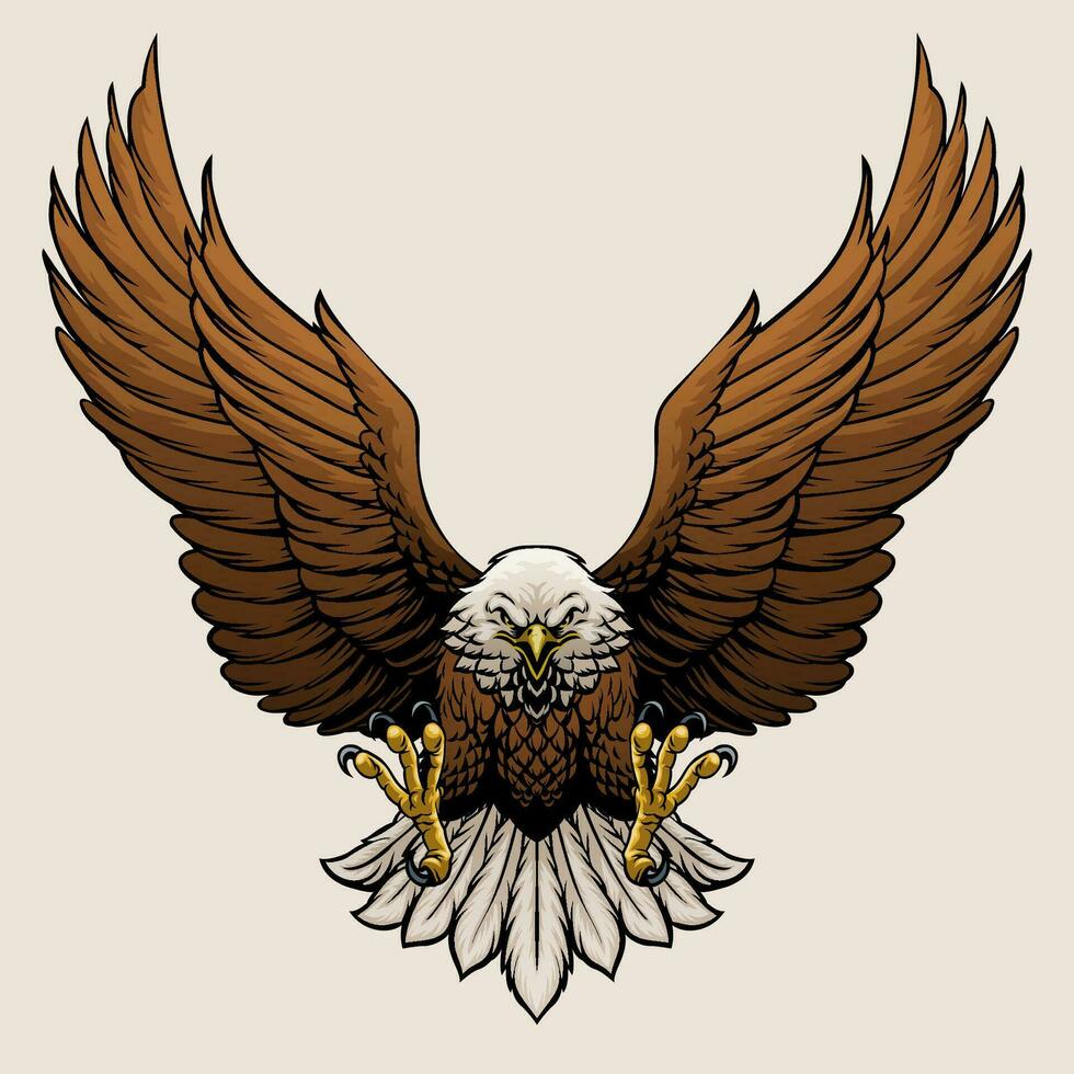 Angry Bald Eagle Hand Draw Style Illustration vector