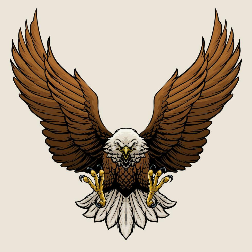 Angry Bald Eagle Hand Draw Style Illustration vector
