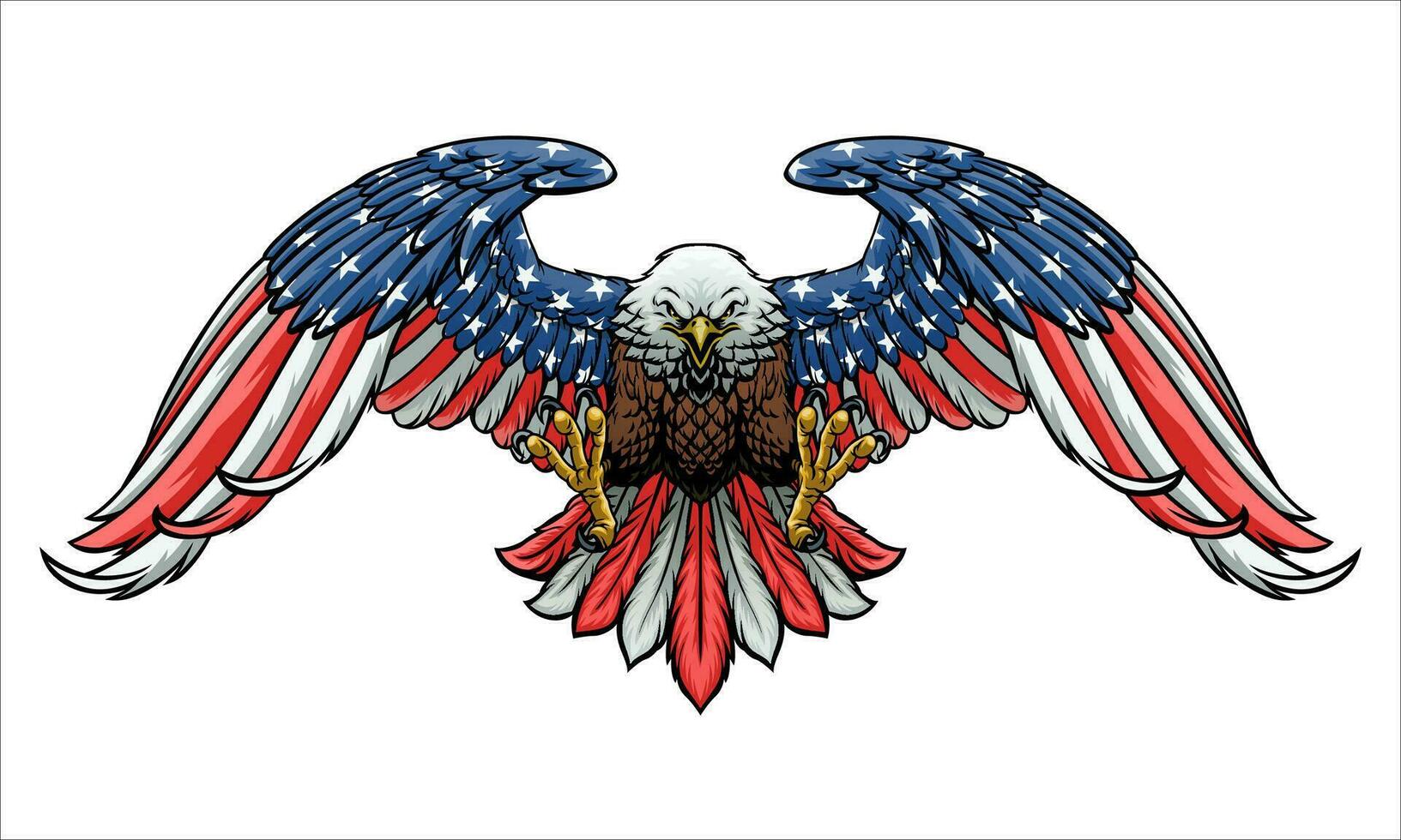 calvo águila con americano bandera color vector