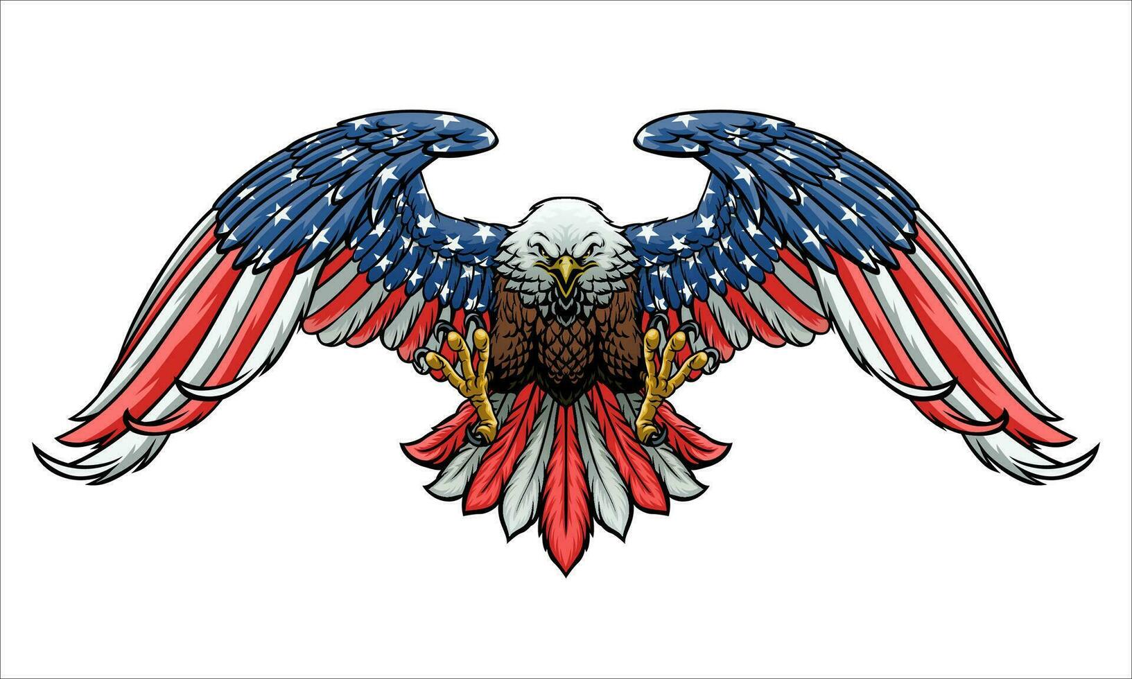 Bald Eagle with American Flag Color vector