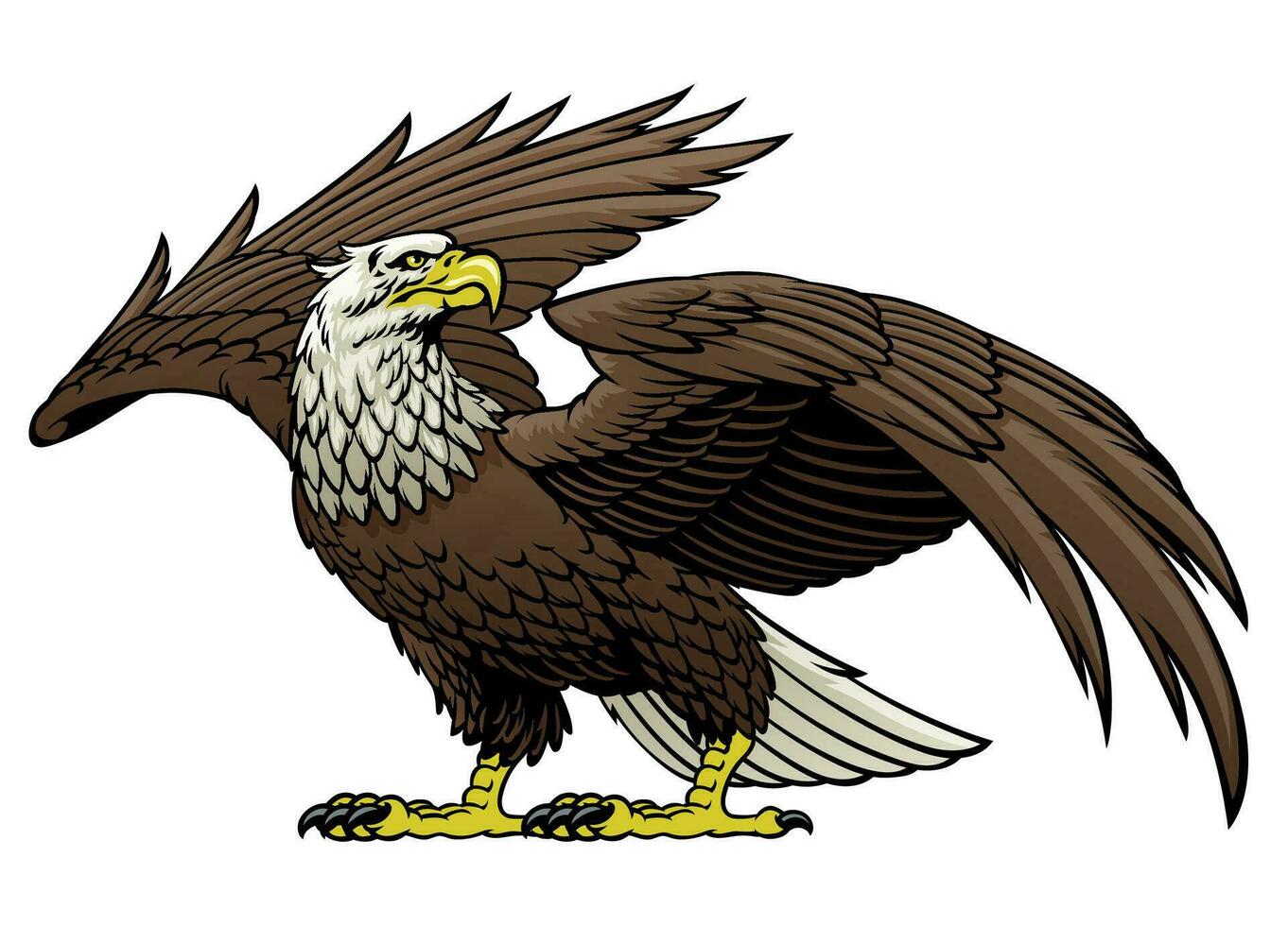 Eagle hand drawn illustration in side view vector