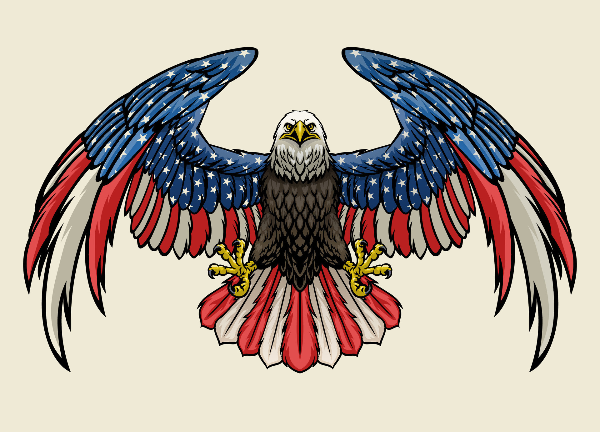 Detailed Hand Drawn Bald Eagle With American Flag Color 25678771 Vector Art  at Vecteezy