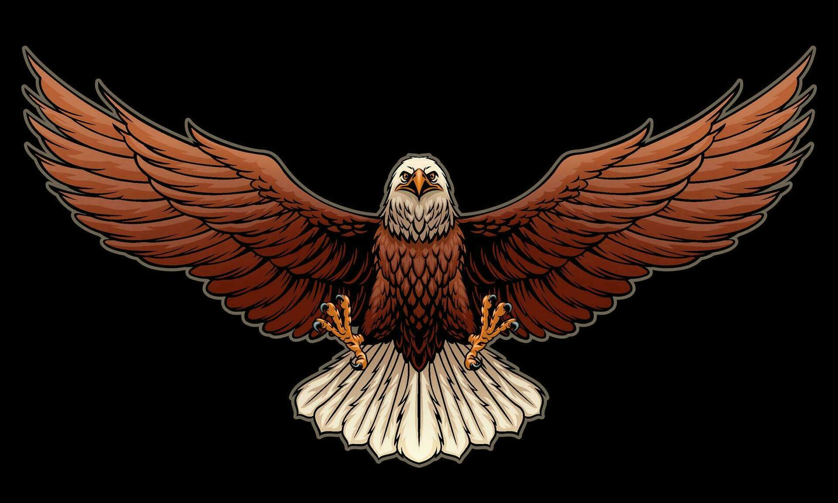 Hand Drawn of Angry Bald Eagle Spread the Wing Illustration vector