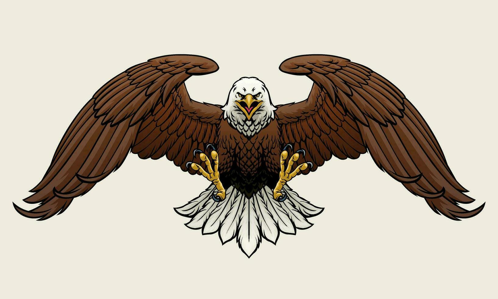 Fierce Bald Eagle Spread the Wings Vector Illustration