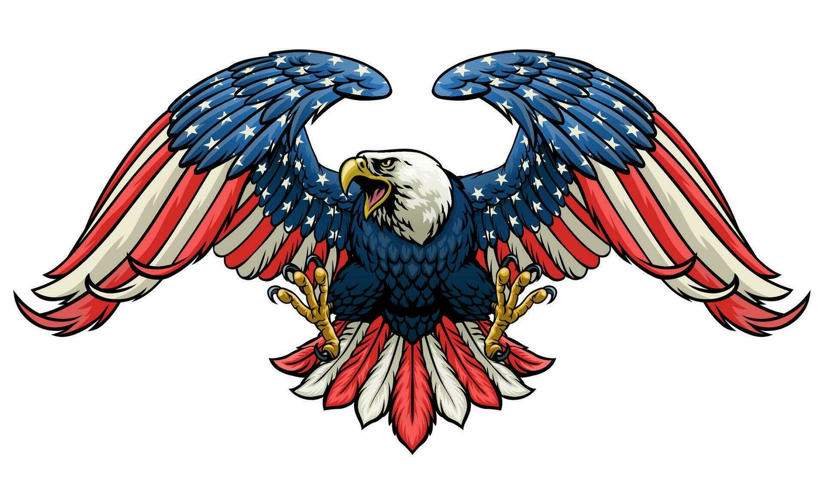 Hand Drawn Style Eagle Design with American Color Flag vector