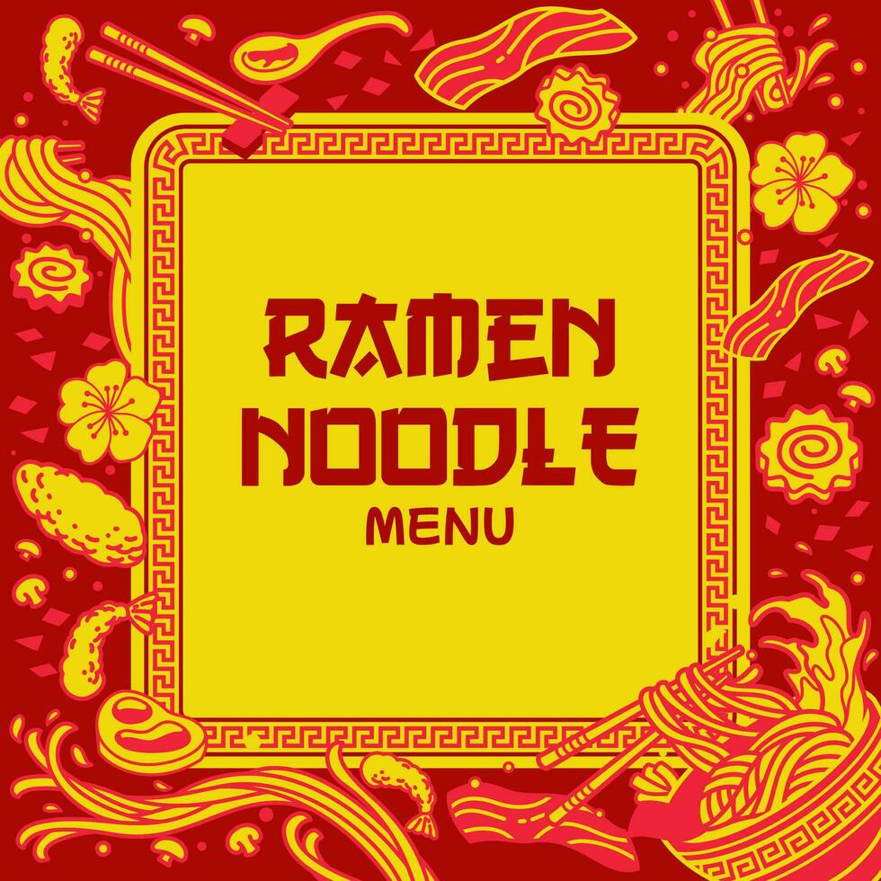Japanese Ramen Food Cartoon Illustration Background vector