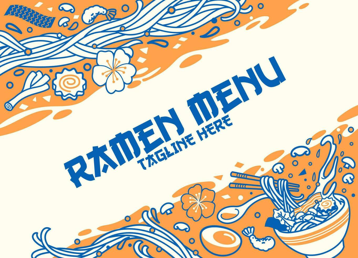 japonés ramen fideos menú antecedentes ilustración vector