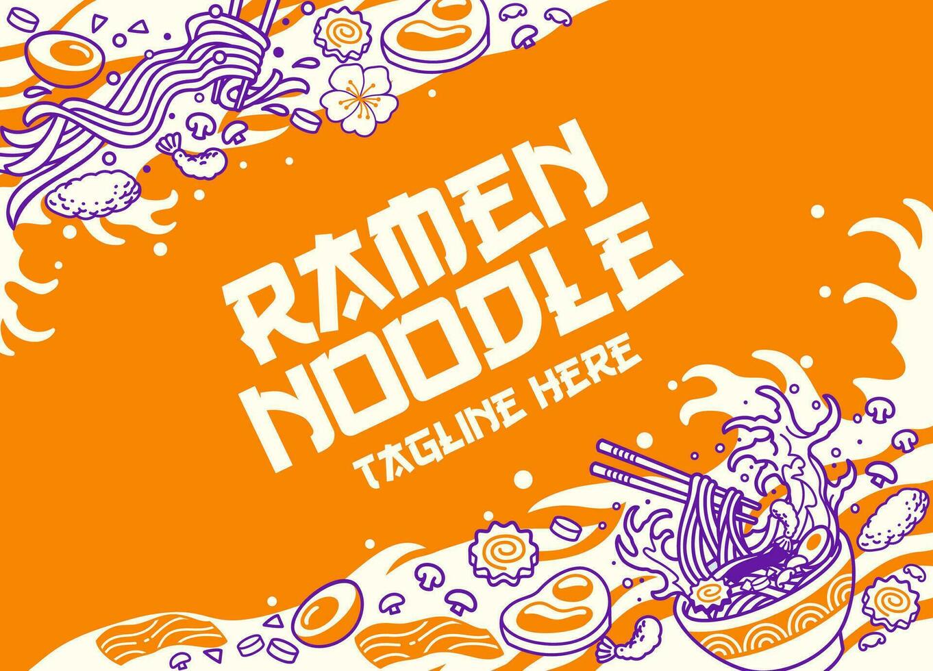 Japanese Style Background of Delicious Ramen and Ingredient vector