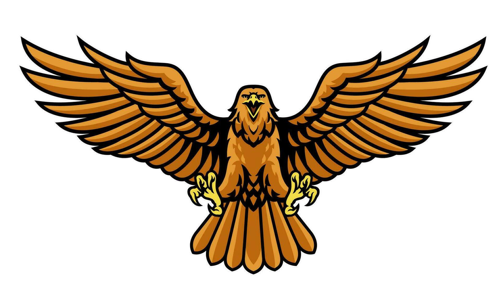 majestuoso dorado águila mascota se extiende sus alas vector