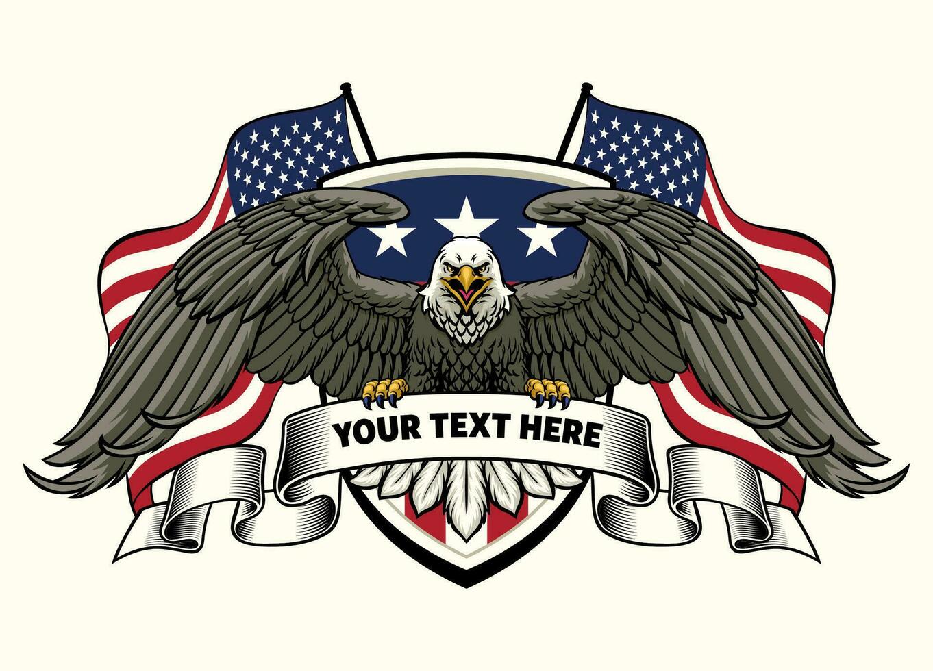 Roaring American Eagle Customizable Ribbon vector