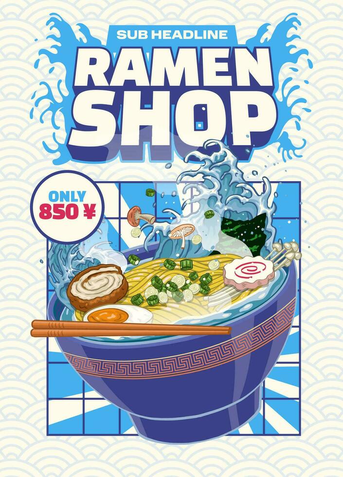 delicioso ramen póster diseño modelo vector