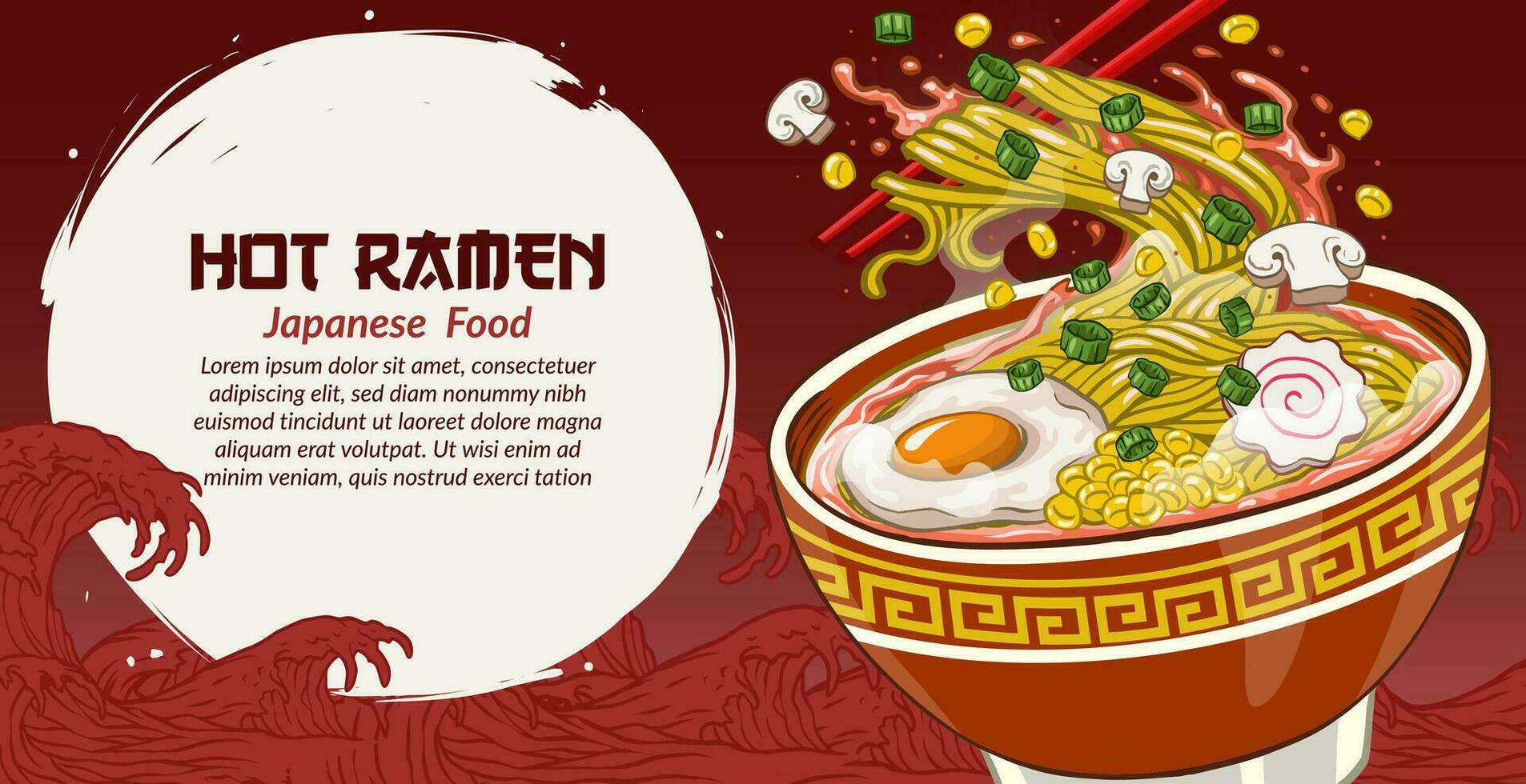 Hot Delicious Ramen Banner Design With Empty Space For Text vector