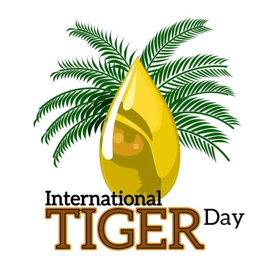 internacional Tigre día. ilustración vector de Tigre habitat atrapado en petróleo palma plantaciones