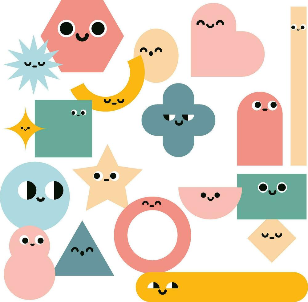 flat cute colorful design shape geometric vector