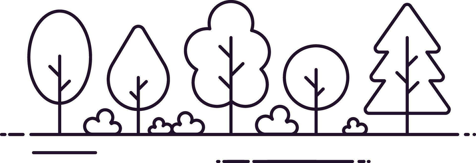 flat design vector tree collection coloring page book