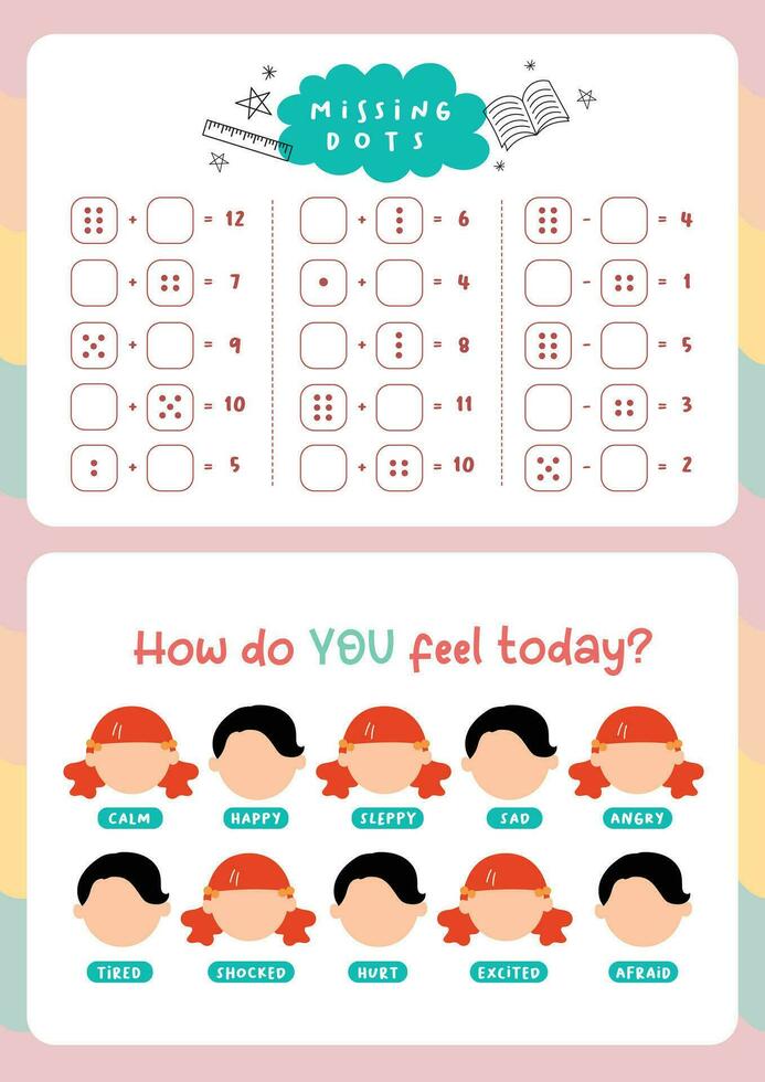 flat design ector flashcard learn to counting and expression vector