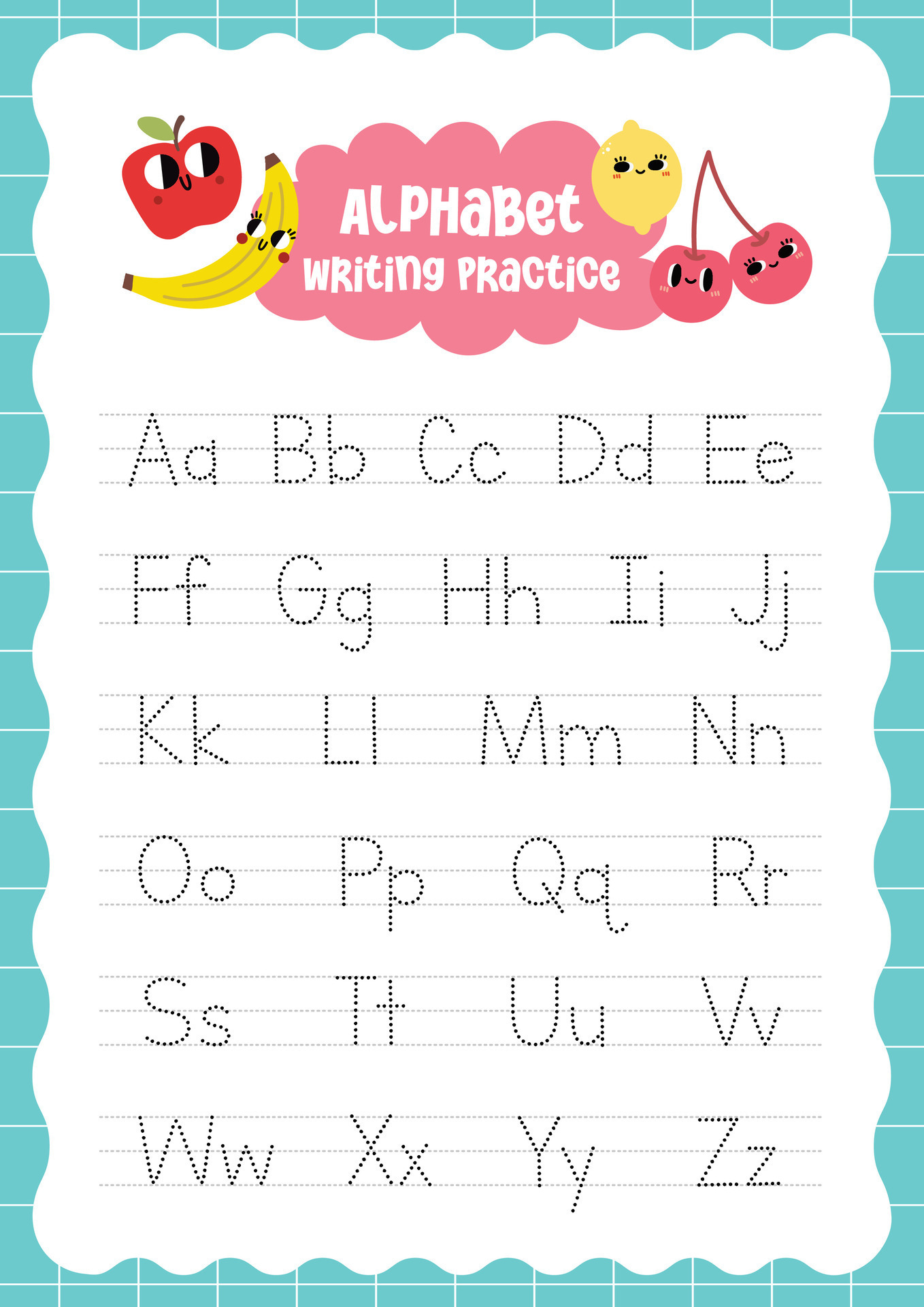 flat cute design vector coloring tracing the alphabet fruits 25679169