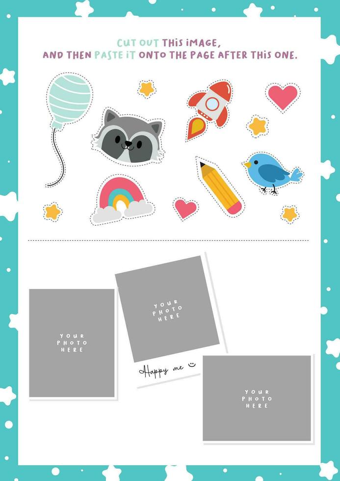 flat design vector cute cut and paste printable for kids activity
