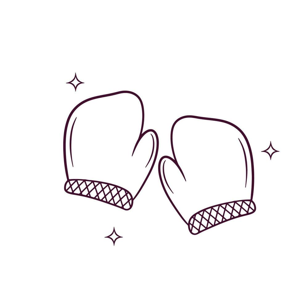 Hand Drawn Oven Gloves. Doodle Vector Sketch Illustration