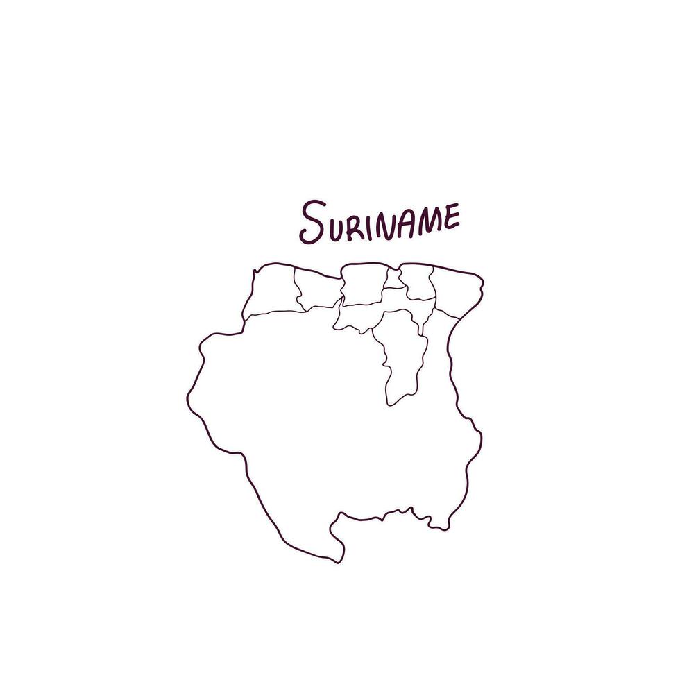 Hand Drawn Doodle Map Of Suriname. Vector Illustration