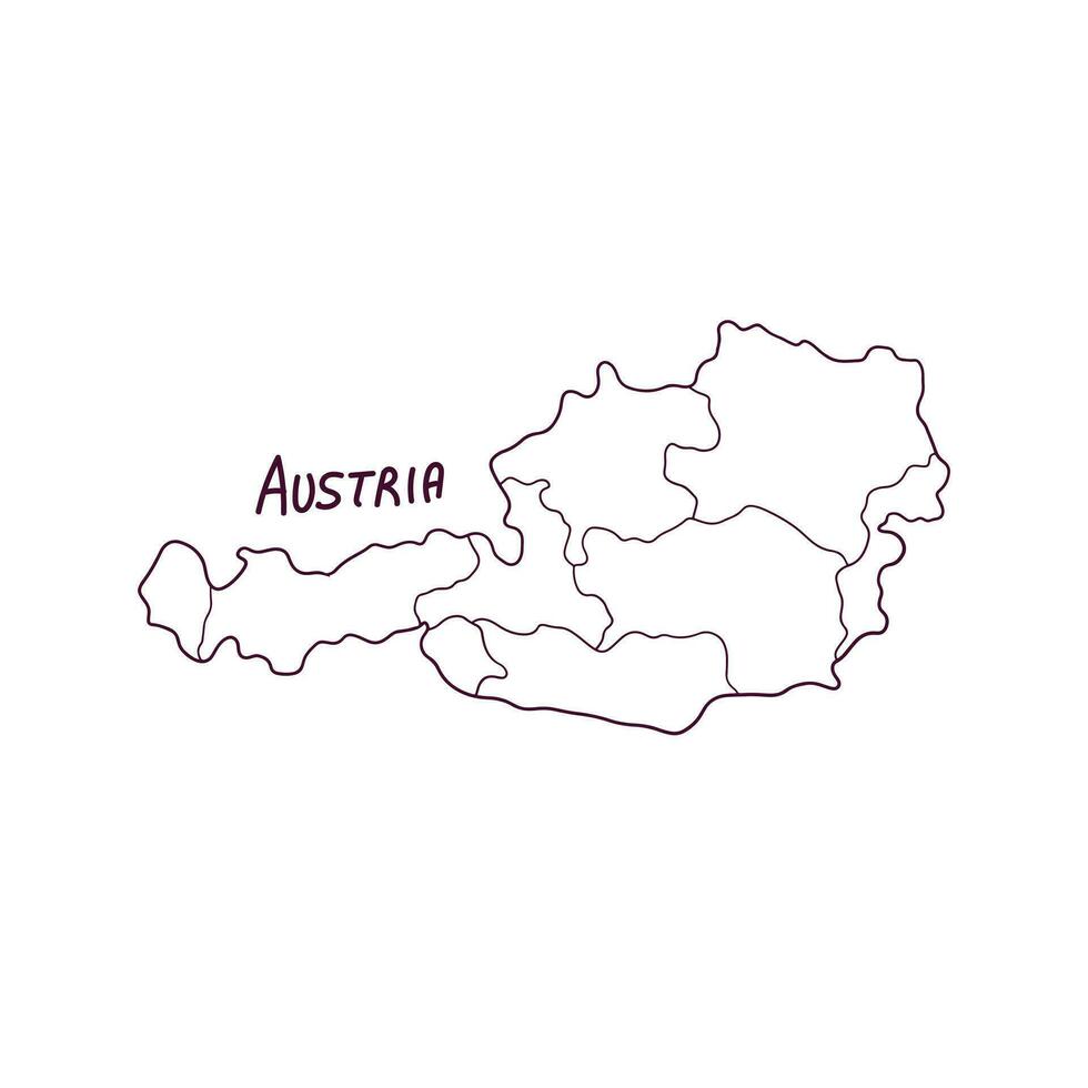 Hand Drawn Doodle Map Of Austria. Vector Illustration