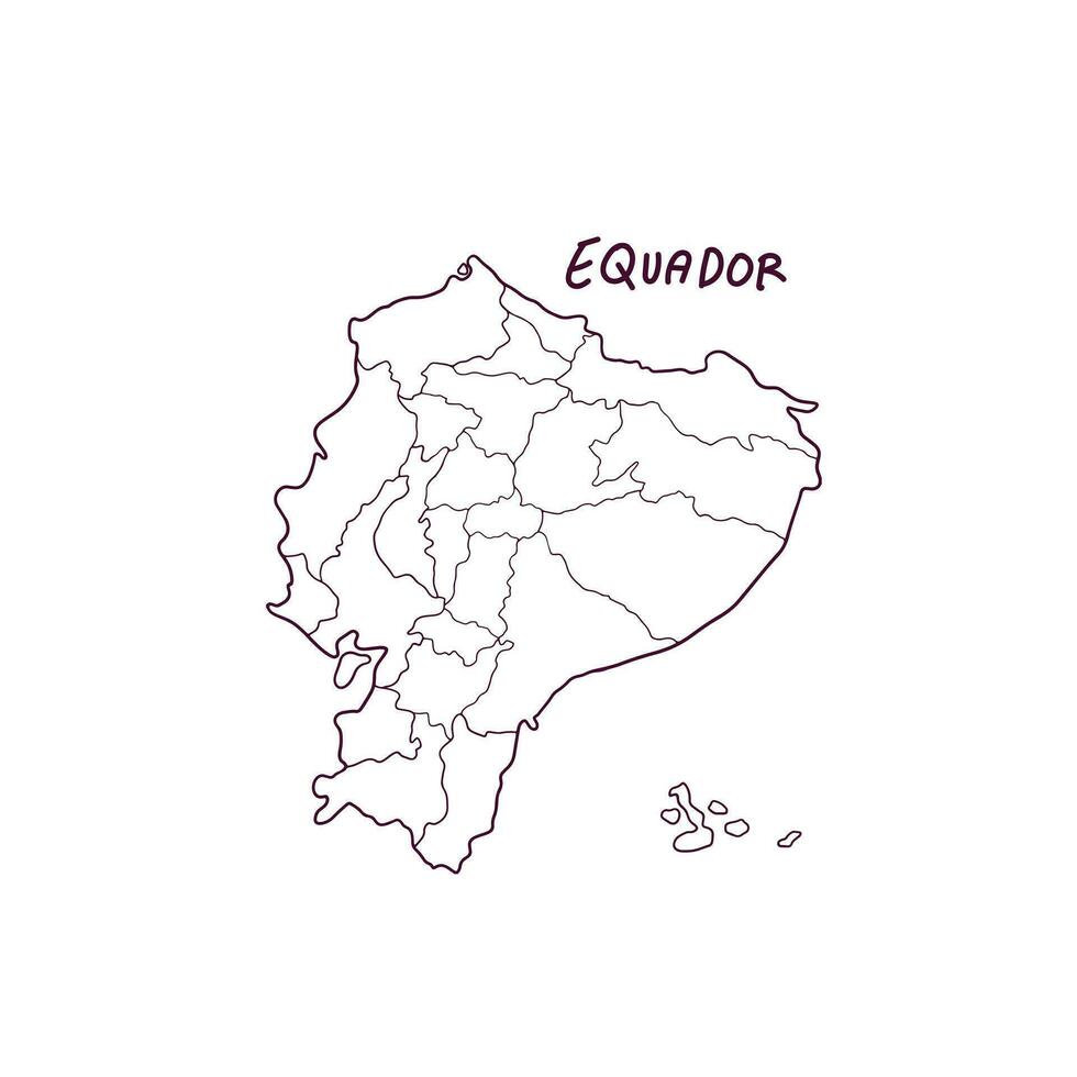 Hand Drawn Doodle Map Of Equador. Vector Illustration