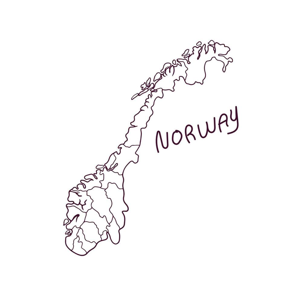 mano dibujado garabatear mapa de Noruega. vector ilustración