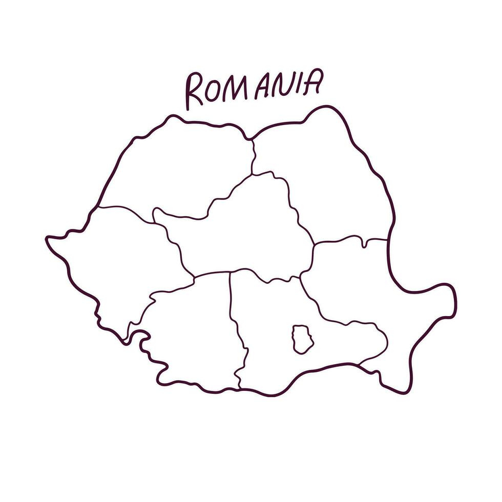 Hand Drawn Doodle Map Of Romania. Vector Illustration