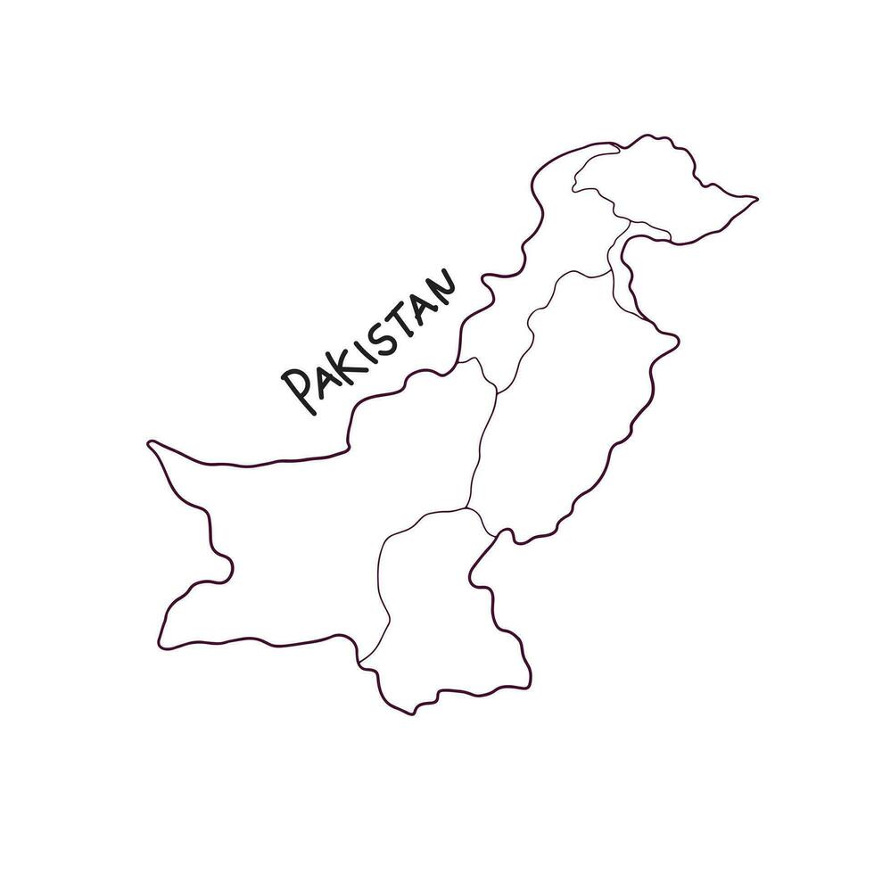 hand drawn doodle map of Pakistan vector