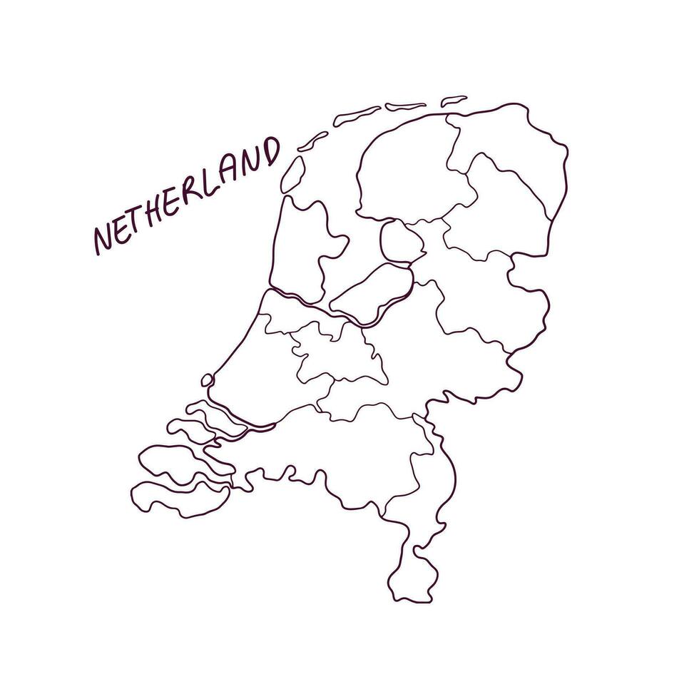 mano dibujado garabatear mapa de holanda vector ilustración