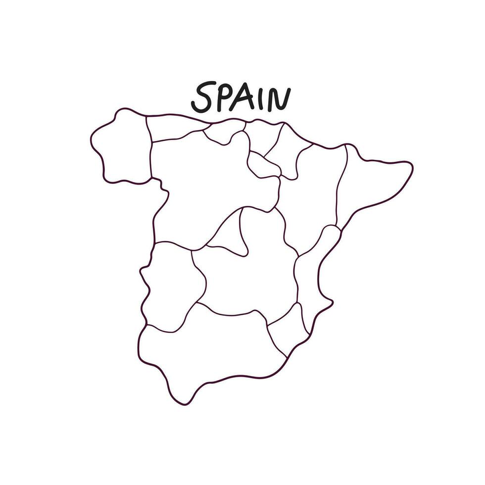 hand drawn doodle map of Spain vector