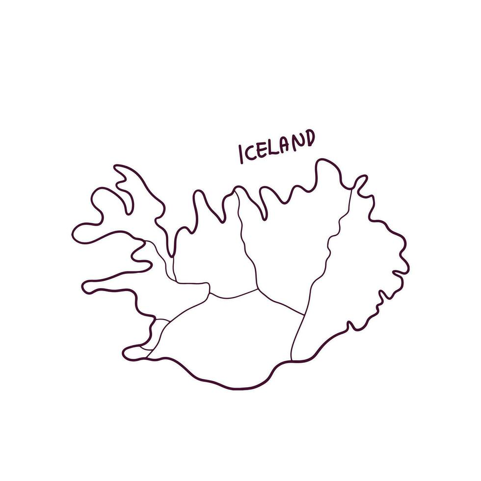 Hand Drawn Doodle Map Of Iceland. Vector Illustration