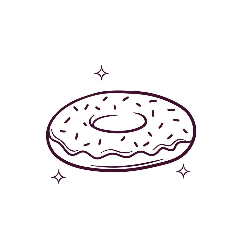 Hand Drawn Donut. Doodle Vector Sketch Illustration