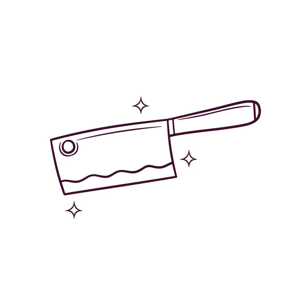 Hand Drawn Cleaver Knife. Doodle Vector Sketch Illustration