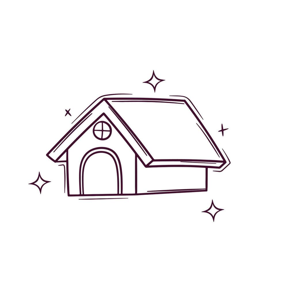 Hand Drawn Dog House. Doodle Vector Sketch Illustration
