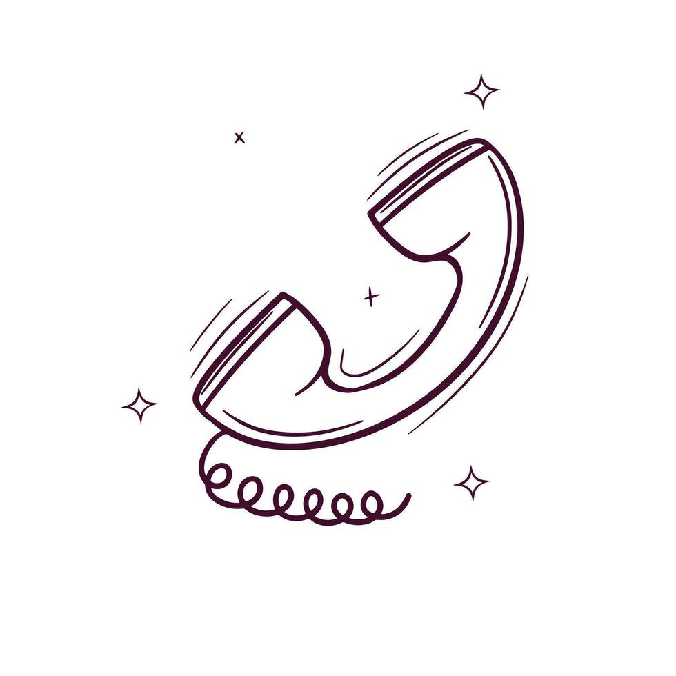 Hand Drawn Telephone. Doodle Vector Sketch Illustration