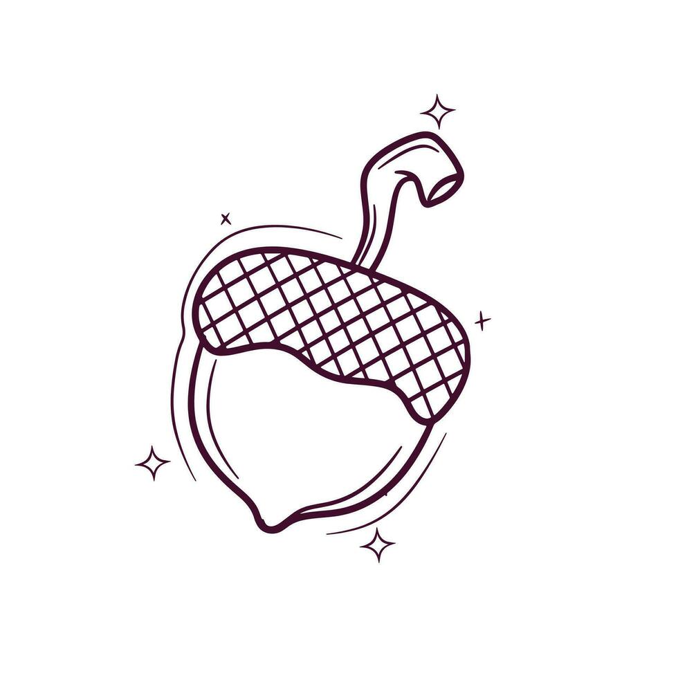 Hand Drawn Acorn. Doodle Vector Sketch Illustration