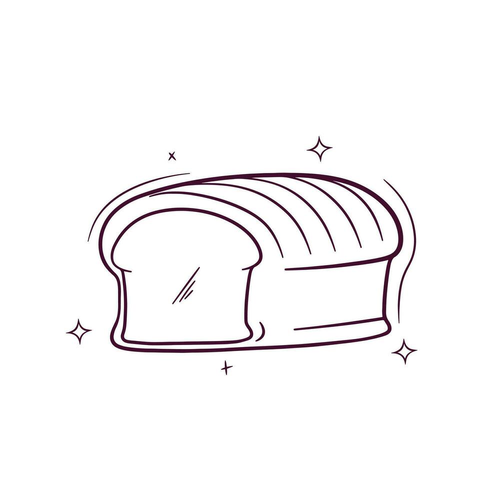 Hand Drawn White Bread. Doodle Vector Sketch Illustration