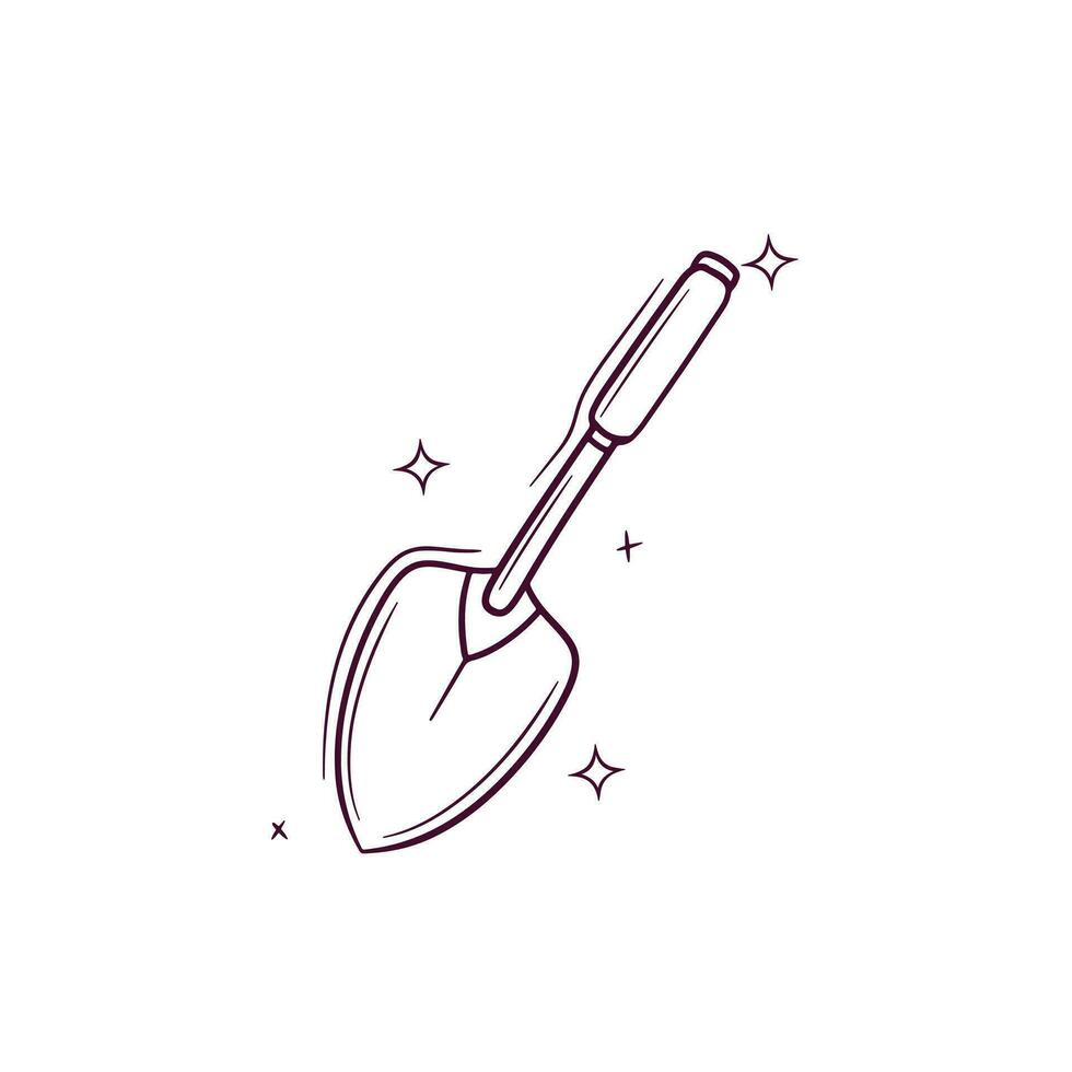 Hand Drawn Hand Shovel. Doodle Vector Sketch Illustration