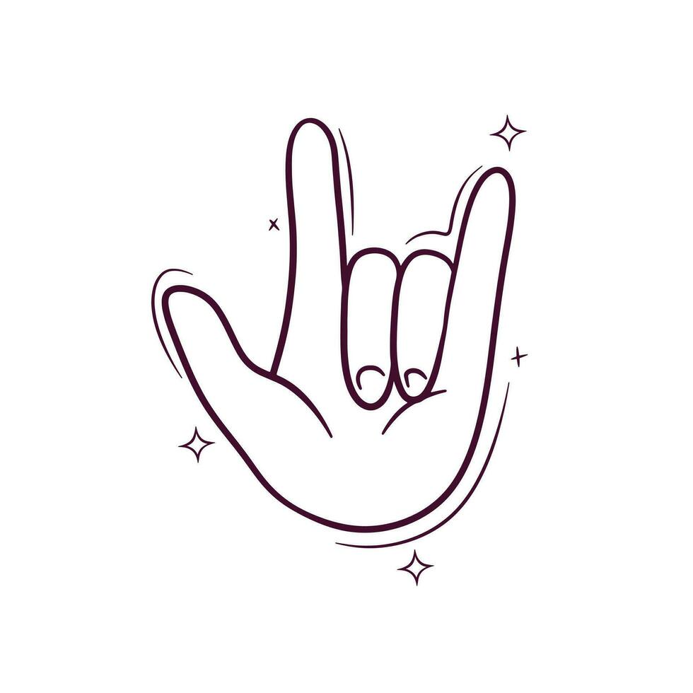 Hand Drawn Rock Gesture. Doodle Vector Sketch Illustration