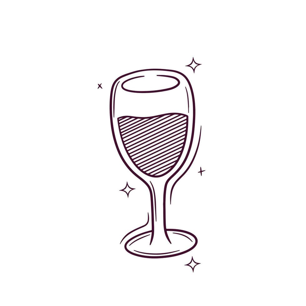 Hand Drawn Wine Glass. Doodle Vector Sketch Illustration