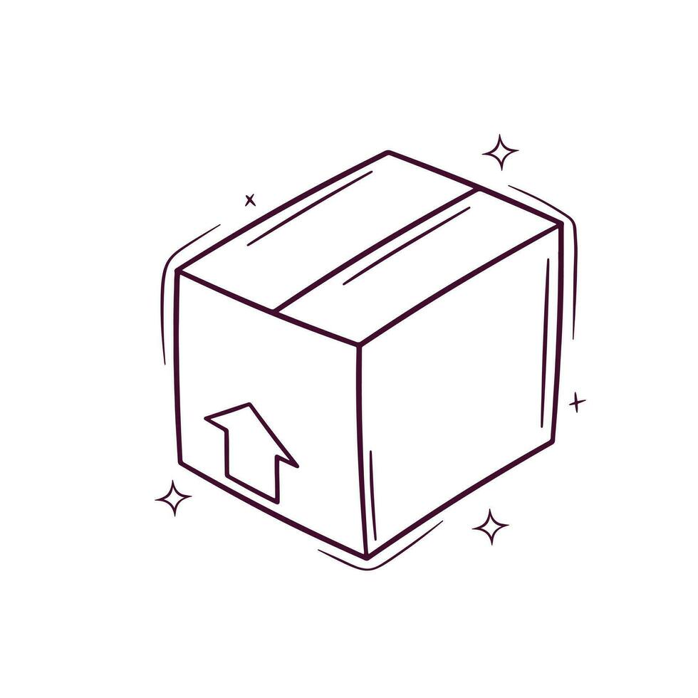 Hand Drawn Package Box. Doodle Vector Sketch Illustration