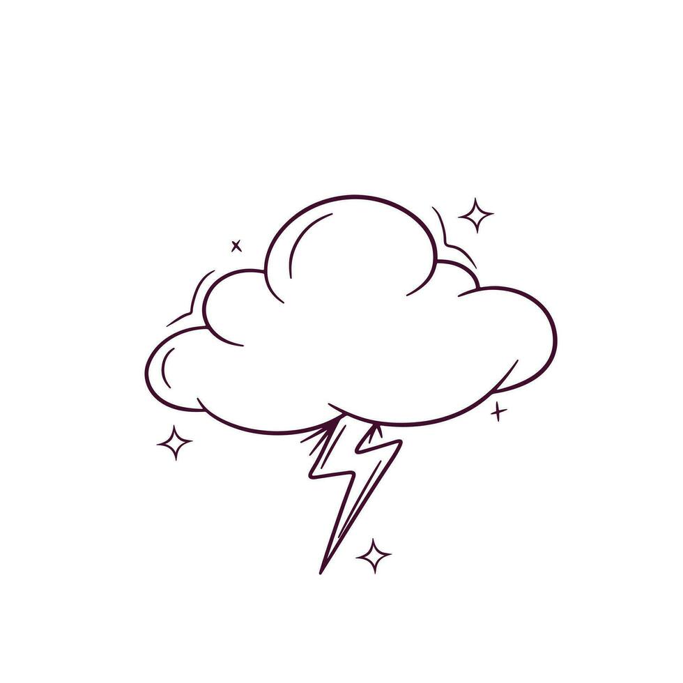 Hand Drawn Cloud With Lightning. Doodle Vector Sketch Illustration