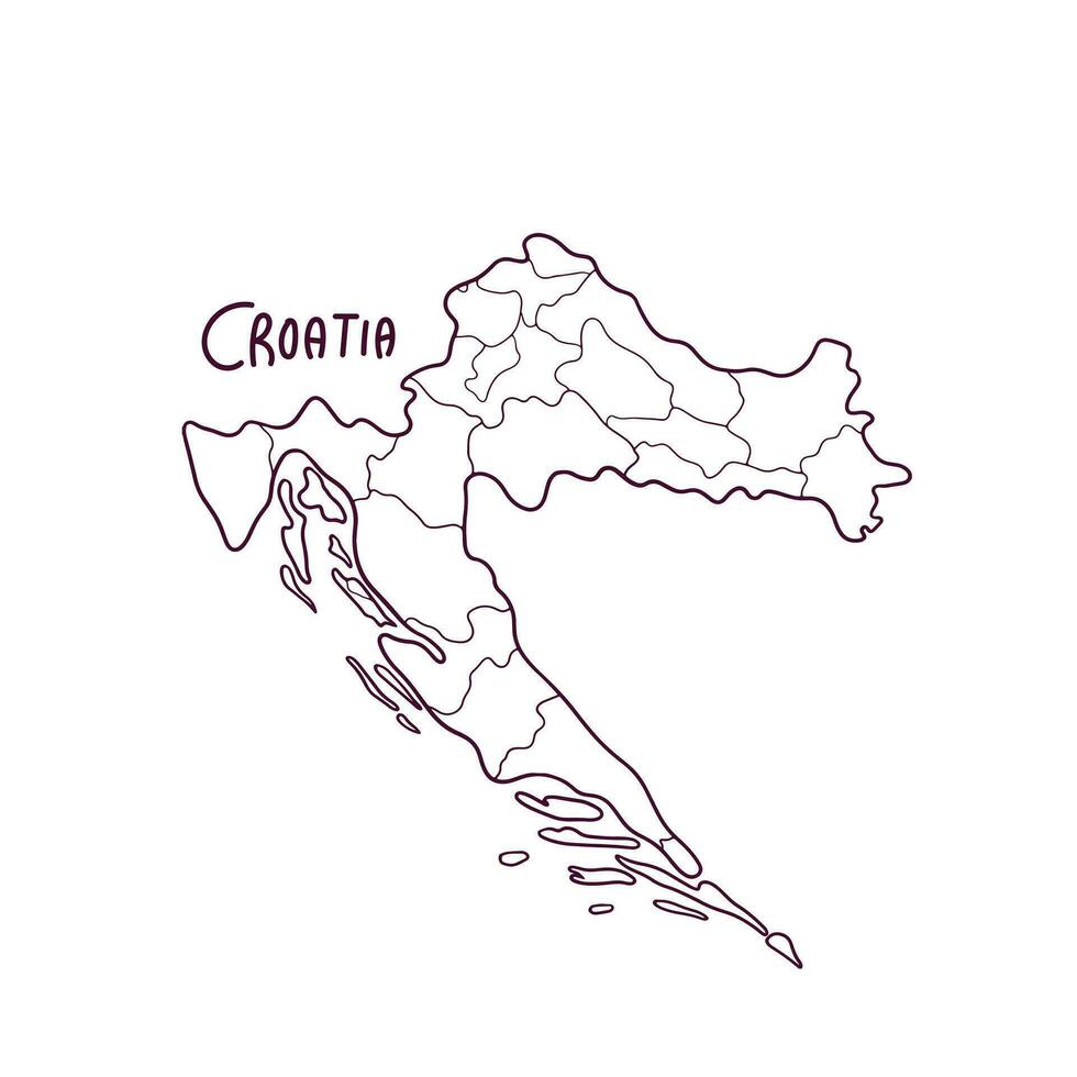 mano dibujado garabatear mapa de Croacia. vector ilustración