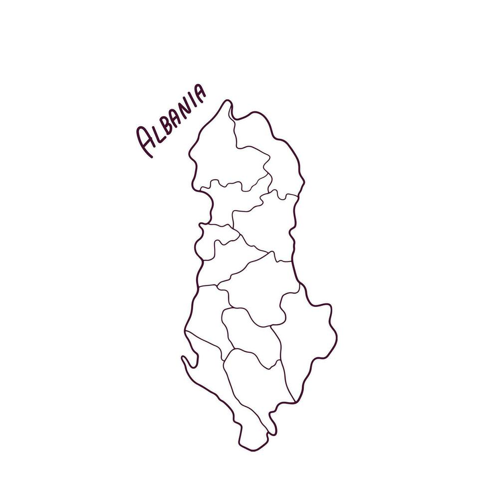 mano dibujado garabatear mapa de albania vector ilustración